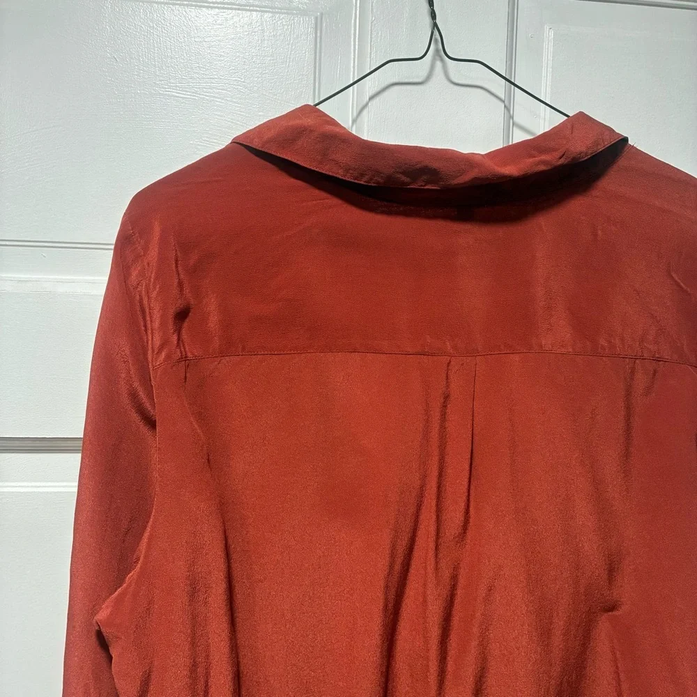 Eileen Fisher Top Women Sz PL Silk Crepe de Chine Drape Cowl Neck Roll Sleeves - Picture 5 of 10